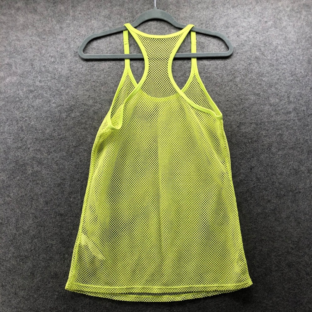 Tezenis Neon Yellow Fishnet Mesh Racerback Tank Top Womens L Rave Festival Y2K - Picture 2 of 8
